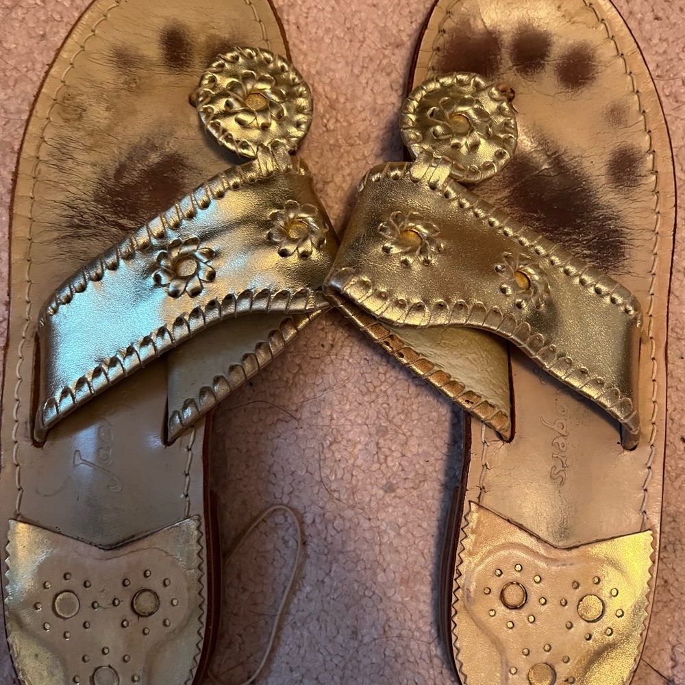 WORN AND LOVED Gold Jack Rogers Size 7 PRICE REFLECTS CONDITION
